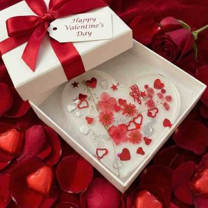 Handcrafted Floral Resin Heart